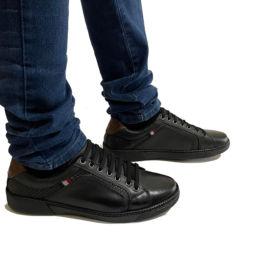 Tênis Sapatênis Masculino Casual Em Couro Confortável Preto 301