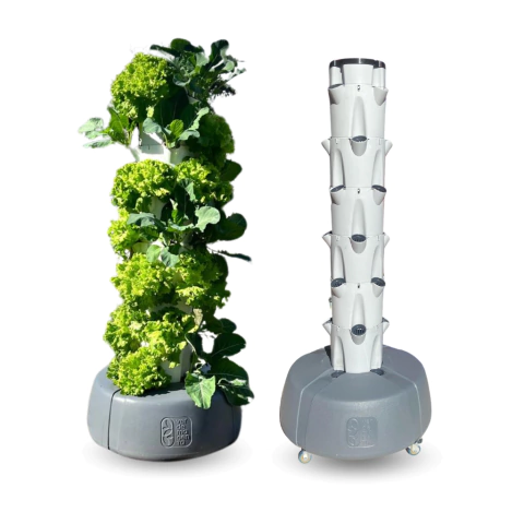 KIT Completo PRO - Torre hidropónica 28 Plantas | Verde Magenta - Gris con Base Gris Oscuro - comprar online