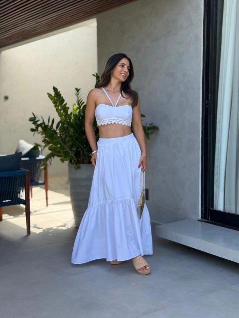 CONJUNTO SAIA E TOP ALGODÃO