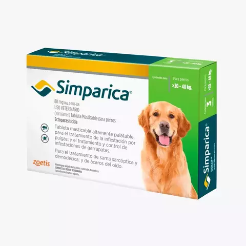 SIMPARICA 80 MG (20-40 KG) - ANTIPULGAS PARA PERRO EXTRA GRANDE - comprar en línea