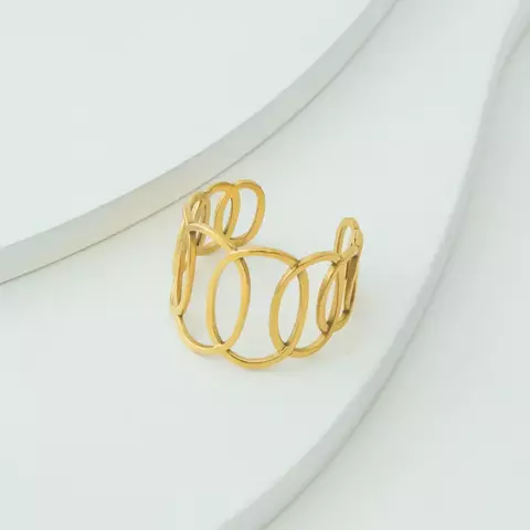 Anel Dourado Regulável Aros banhado a ouro 18k