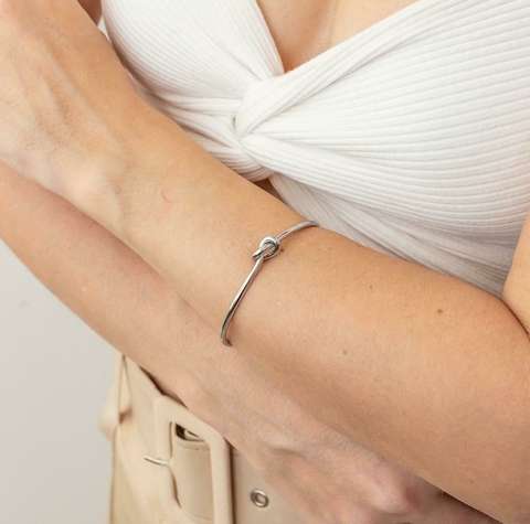 Bracelete Nó em Aço Prata