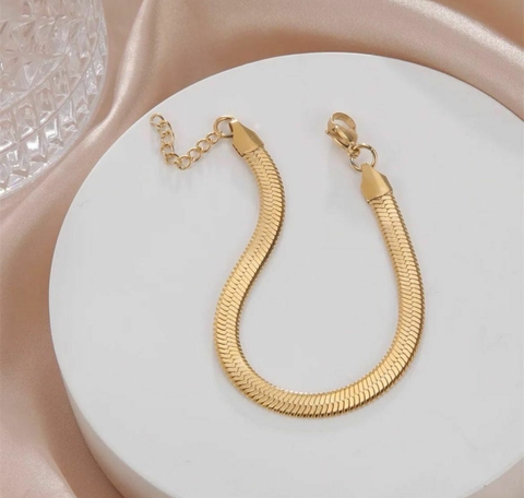 Pulseira Fita 3MM em Aço Cirúrgico Banhado a Ouro 18K
