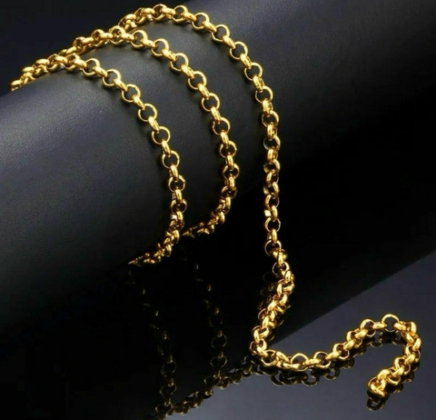 Colar Elo Português em Aço Cirúrgico Banhado a Ouro 18K