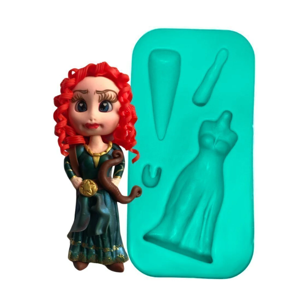 Molde de silicone para biscuit Vestido Princesa e Vilã |Cód. A125