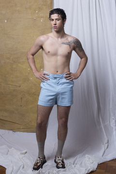 Short Linho Alfaiataria - Rocus - Azul - Cambucá