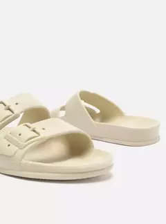 Chinelo Slide Branco Fivelas Brizza - Cambucá
