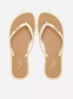 Chinelo de Dedo Tiras Branca Palmilha Marrom