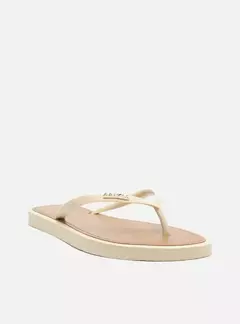 Chinelo de Dedo Tiras Branca Palmilha Marrom - comprar online