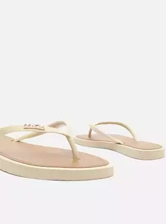 Chinelo de Dedo Tiras Branca Palmilha Marrom - Cambucá
