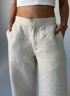 Calça Pantalona 100% Linho Cru Areia na internet