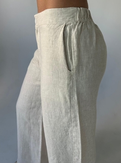 Calça Pantalona 100% Linho Cru Areia