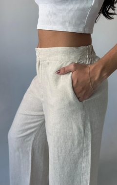 Calça Pantalona 100% Linho Cru Areia - comprar online