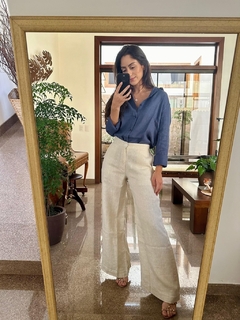 Calça Pantalona 100% Linho Cru Areia - loja online