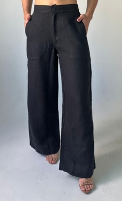 Imagem do Calça Pantalona 100% Linho Preto