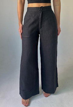 Calça Pantalona 100% Linho Preto - loja online