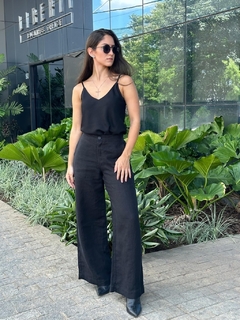 Calça Pantalona 100% Linho Preto