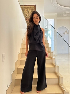 Calça Pantalona 100% Linho Preto - loja online