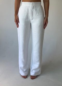 Calça Reta 100% Linho (Sintra) Branca - loja online