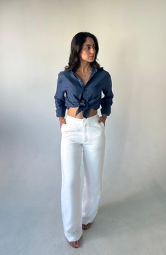 Calça Reta 100% Linho (Sintra) Branca - Cambucá