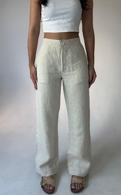 Calça Reta 100% Linho (Sintra) Cru Areia - loja online
