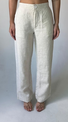 Calça Reta 100% Linho (Sintra) Cru Areia