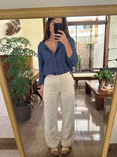 Calça Reta 100% Linho (Sintra) Cru Areia