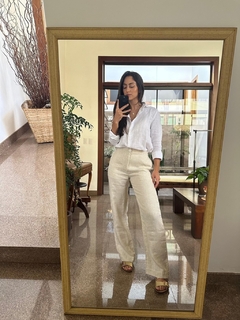 Calça Reta 100% Linho (Sintra) Cru Areia - comprar online
