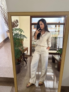 Calça Reta 100% Linho (Sintra) Cru Areia - loja online