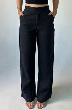Calça Reta 100% Linho (Sintra) Preto - comprar online
