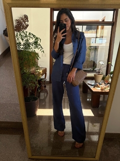 Calça Reta 100% Linho (Sintra) Azul Petróleo - Cambucá