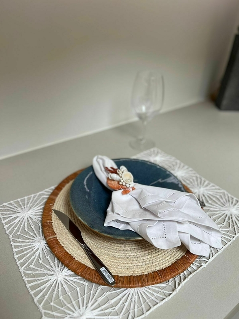 Jogo Americano de bordado filé - Branco