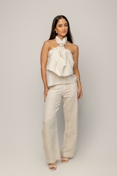 Calça Pantalona 100% Linho Cru Areia - loja online