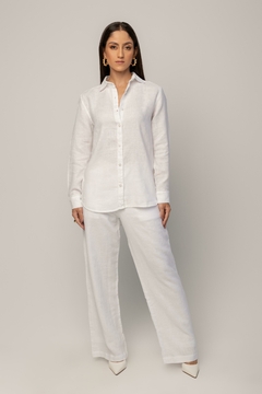Calça Reta 100% Linho (Sintra) Branca - loja online