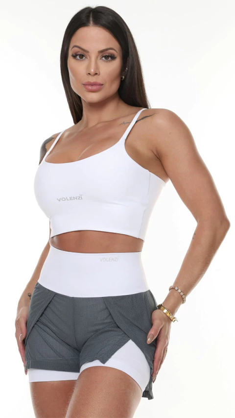 Shorts Duplo com Bolso Interno Dual Gray – Leveza com Suporte - comprar online