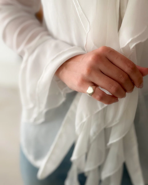 Anel Coração Dedo mindinho - Banho em Prata - comprar online