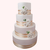 Bolo Fake Branco com fita dourado Casamento 4 Andares