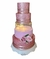 Bolo fake em gliter com detalhes rosas e led 5 andares