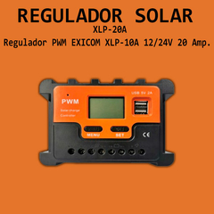 Regulador PWM EXICOM XLP-10A 12/24V 20 Amp.