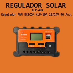 Regulador PWM EXICOM XLP-10A 12/24V 40 Amp.