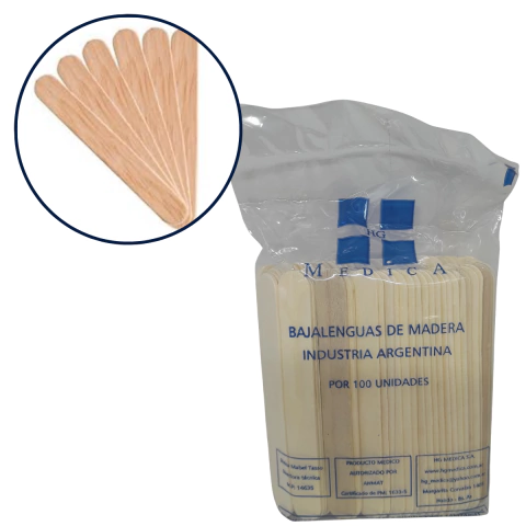 Bajalenguas De Madera Adulto x 100u HG MEDICA - comprar online