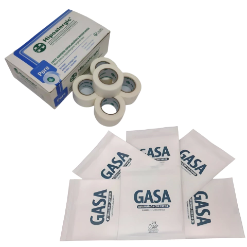 Kit Gasa Estéril 10x10cm X 100 Sobres + 12 Cinta Hipo 2,5cm - comprar online