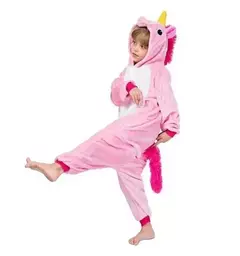 Pijama inverno plush de Unicórnio Rosa - Tam 6