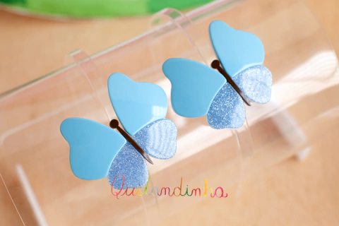 Tiara em acrílico: Borboleta azul
