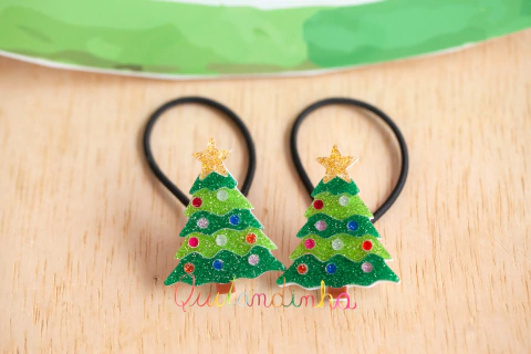 Elásticos: Par Acrílico Árvore de Natal