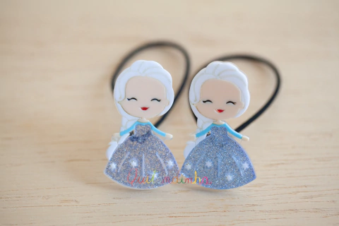 Elásticos: Par Acrílico Princesa Elsa