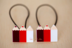 Elásticos: Par Lápis Escolar vinho/vermelho/branco