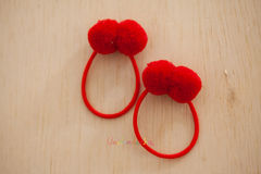 Elásticos: dois pompons Vermelho (par)