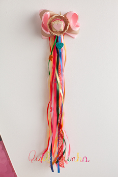 Laço junino: Chapéu + Laço rosa e cru + fitas coloridas - comprar online
