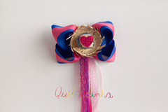 Laço junino: Chapéu + Laço azul e rosa + fitas coloridas - comprar online